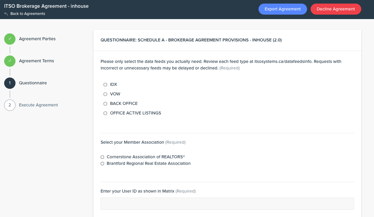Questionnaire step