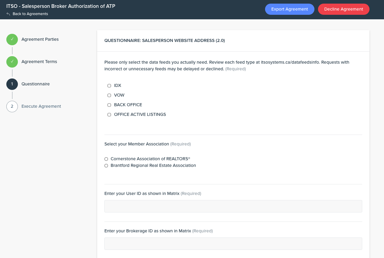 Questionnaire step